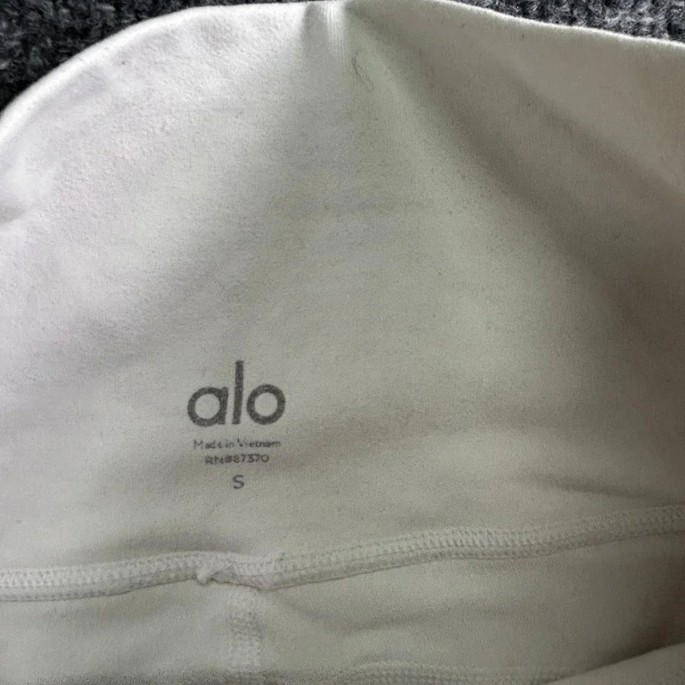 Alo Leggings Womens Size S Light Grey Moto High Waisted Ribbed Panel Athletic